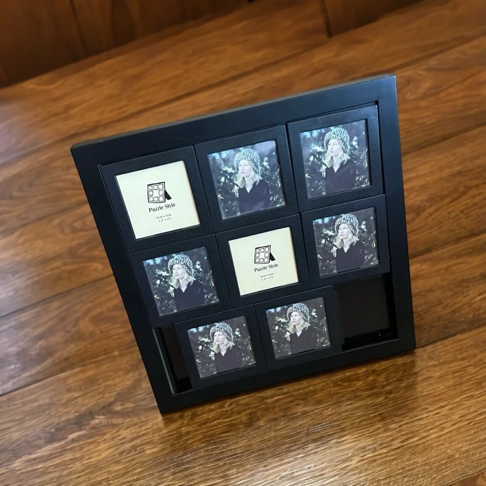 Black Multi-Photo Puzzle Table Frame fits 8 2x2 Photos
